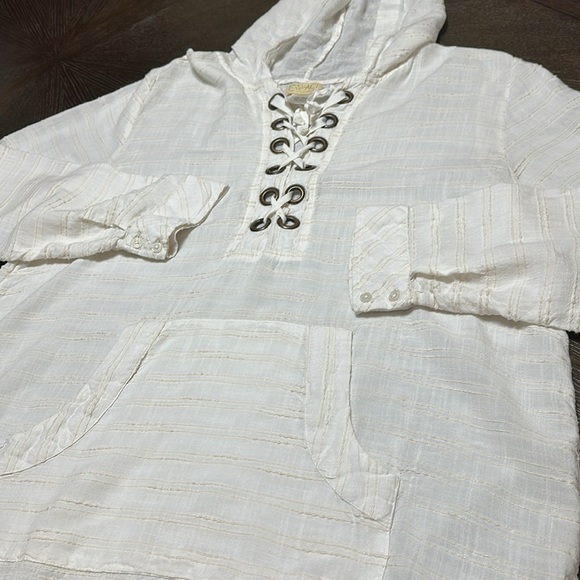 L*Space Love Letters‎ Hoodie Lace Up Tunic In Cream, Women’s Size Small - Picture 9 of 16